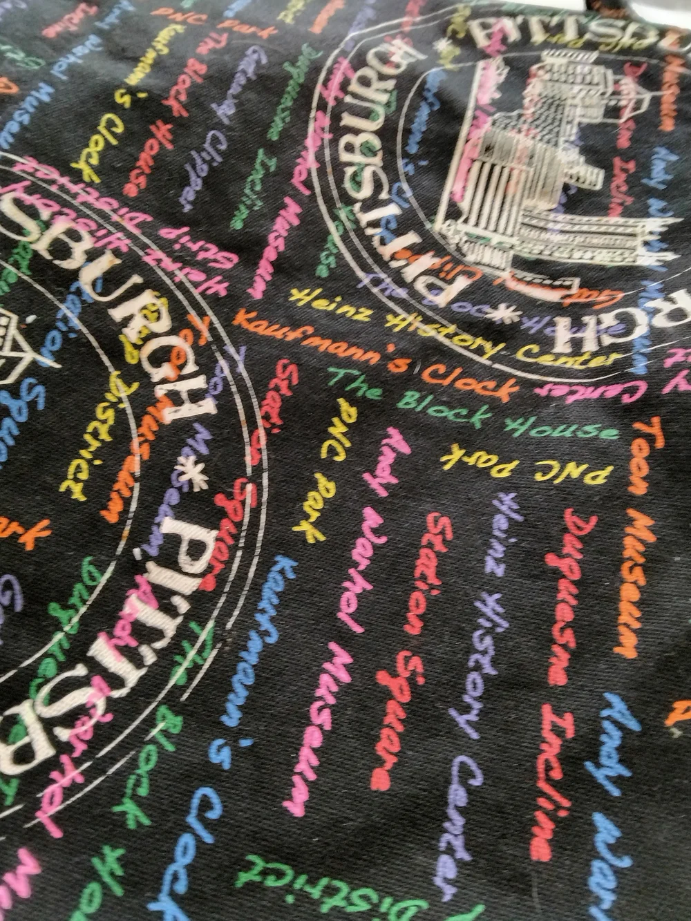 Pittsburgh Skyline Graphic Tote - Black with Rainbow Script - Picture 5 of 8